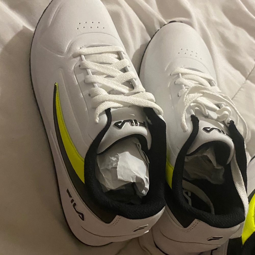 Fila White Sneakers with Yellow Detail